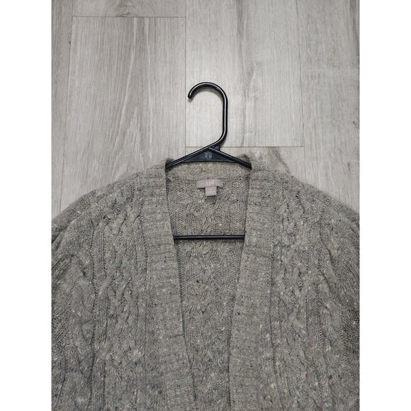 J‎ Jill Wool Cardigan Womens Medium Cable Knit Open Front Mohair Fisherman - Picture 4 of 10